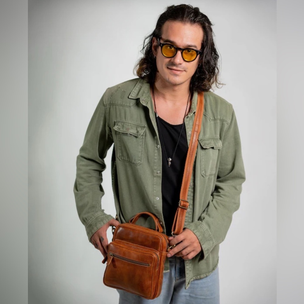Ellington Brown Leather Messenger Bag with Adjustable Strap